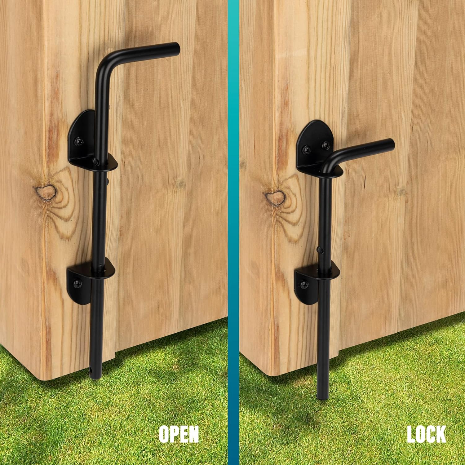 12" Cane Bolt Heavy Duty Drop Rod Gate Stopper Hardware, Gate Ground Latch for W