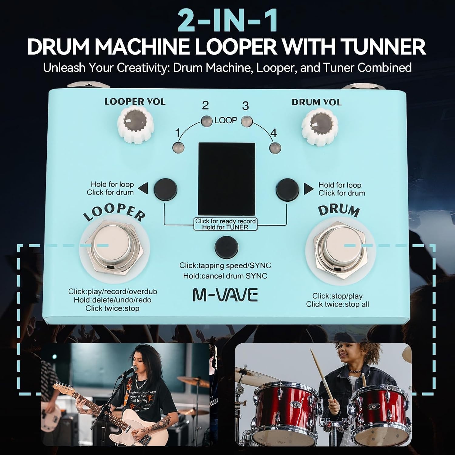 Professional Drum Machine with 30 Presets, Loop Storage & USB Connectivity
