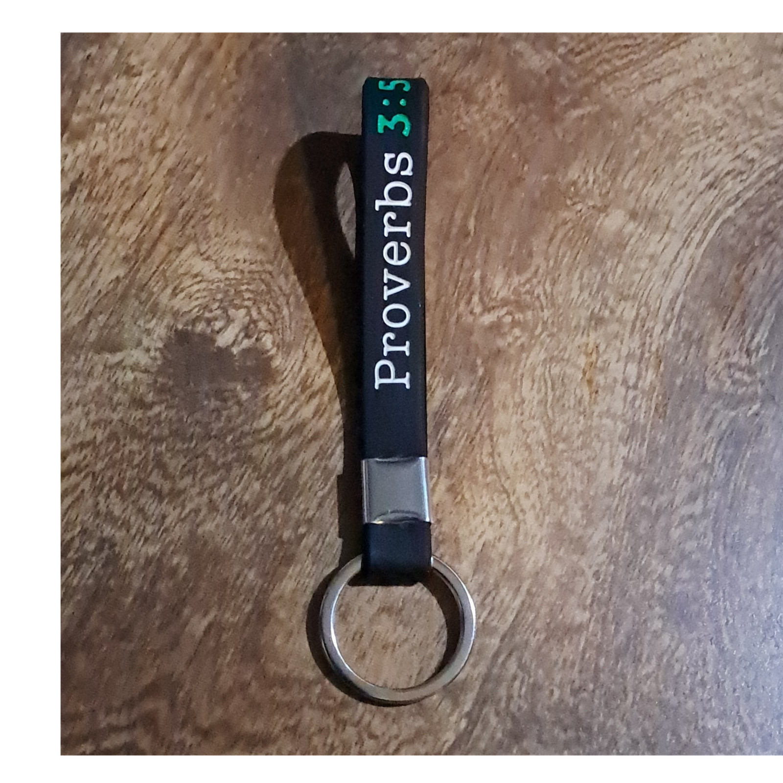 Proverbs 3:5 Religious Metal Keychain Modern Design Black Detachable Keyring