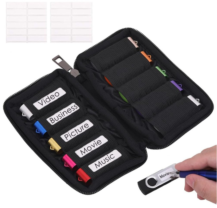 USB Flash Drive Case Holder – Soft Organizer Pouch with 10 Storage Slots