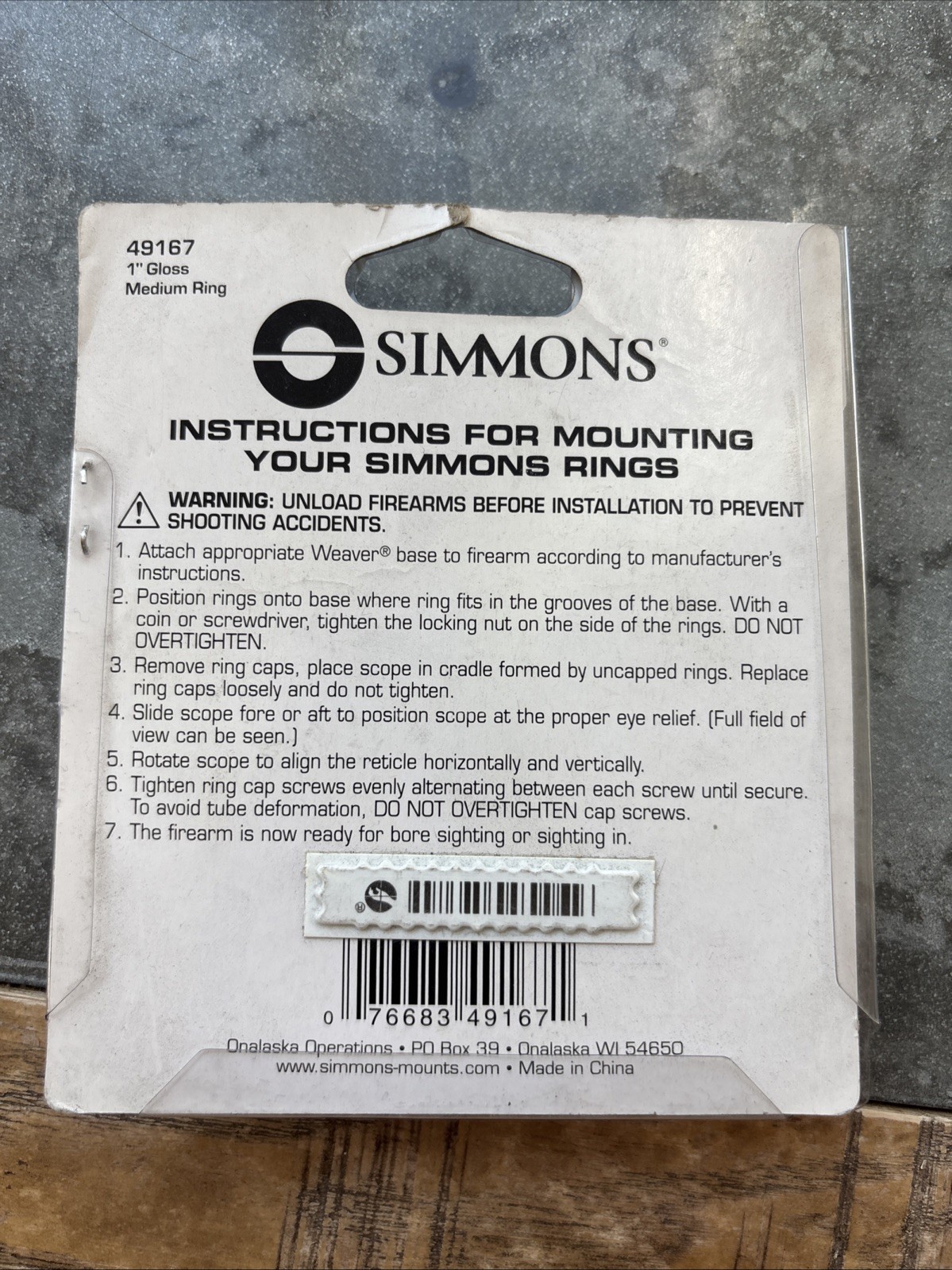 Simmons 1" scope rings weaver style matte # 49167