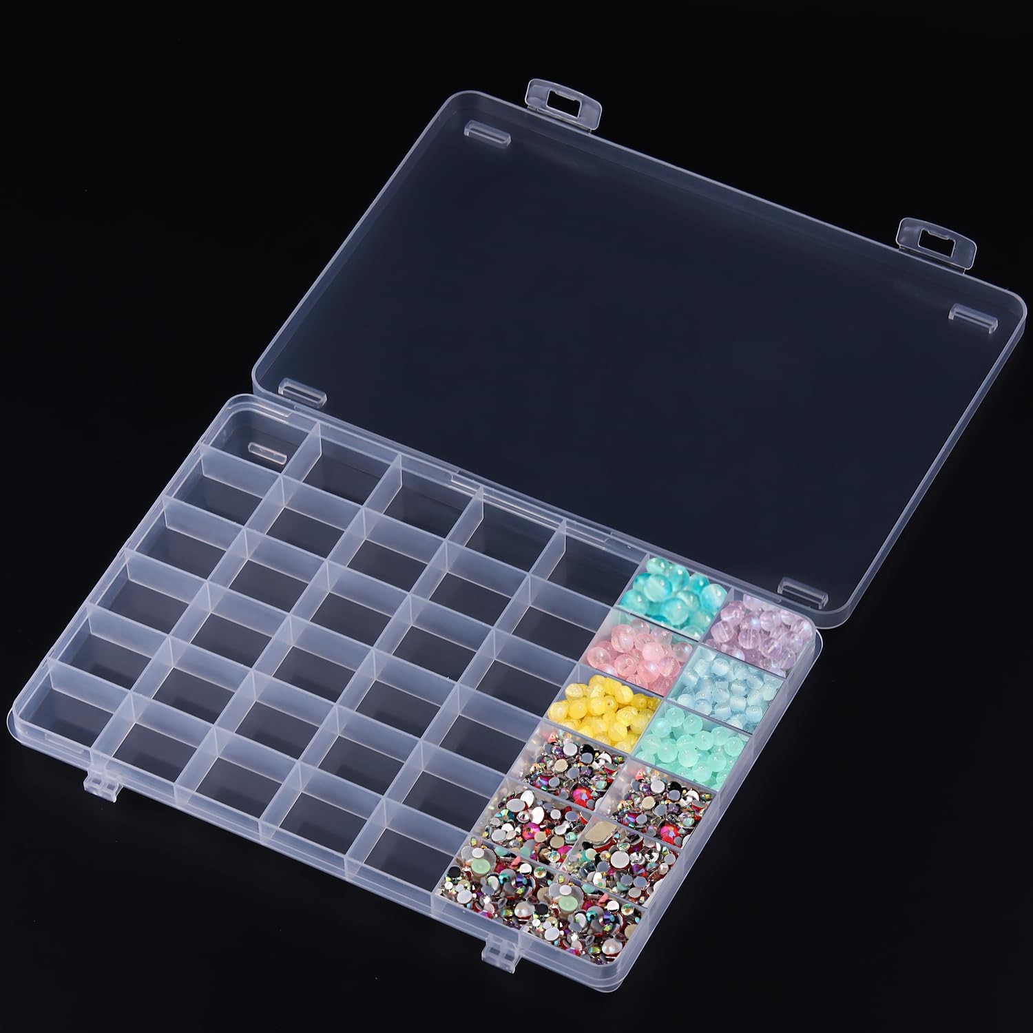 42 Grids Clear Large Plastic Organizer Box With Dividers, Bead Organizers And...