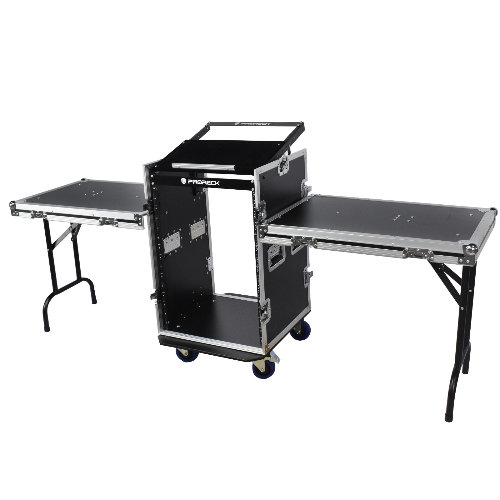 Proreck 16U Rack Case With Slant Mixer Top, two Side table, For stage