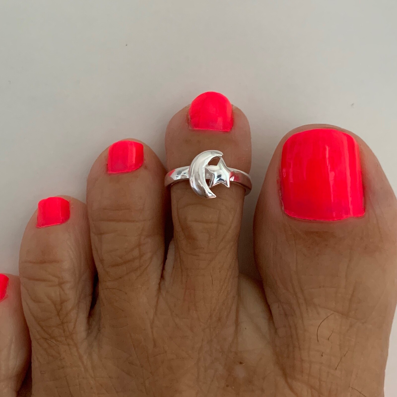 Sterling Silver Moon and Star Toe Ring, Moon Ring, Silver Rings, Star Ring