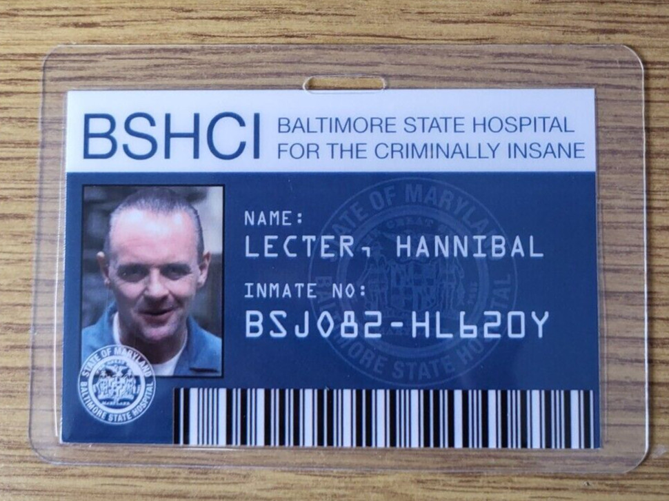 Silence Of The Lambs ID Badge -Inmate Hannibal Lector BSHCI cosplay costume