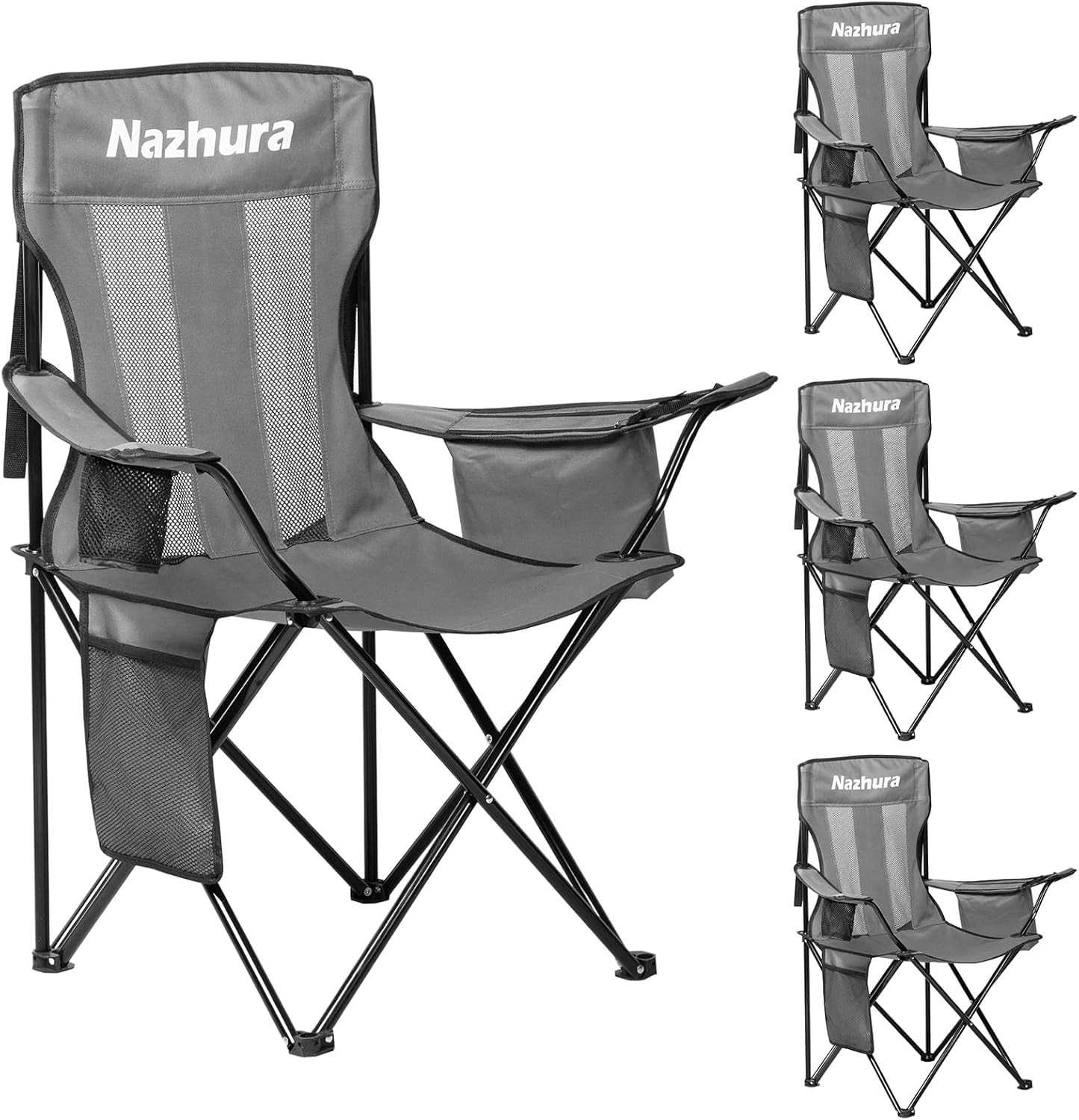 4 Pack Outdoor Camping Chairs Folding/Foldable/Portable with Cooler Pouch, Mesh