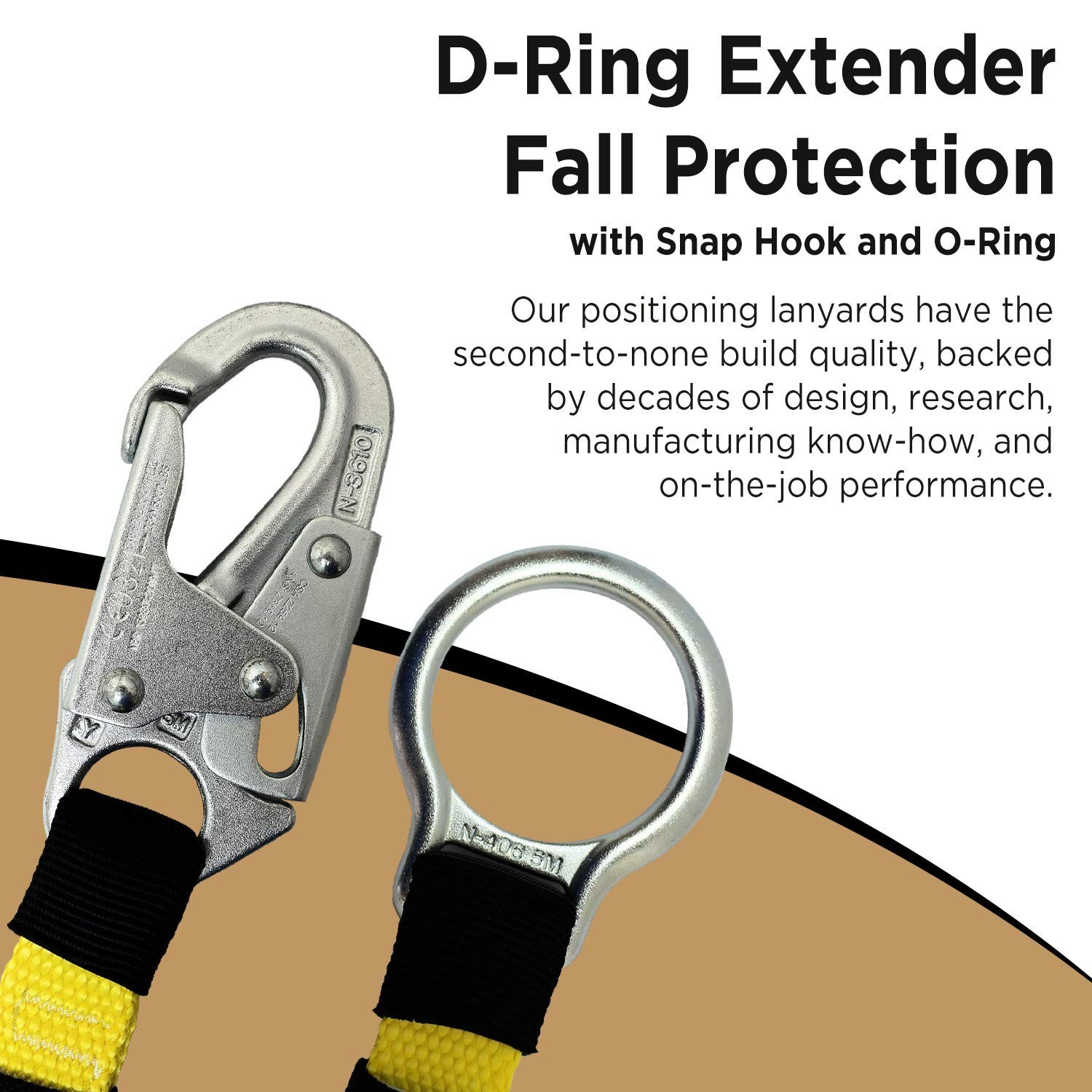 Heavy-Duty 18" D-Ring Extender Fall Protection with Snap Hook & O-Ring, OSHA Com