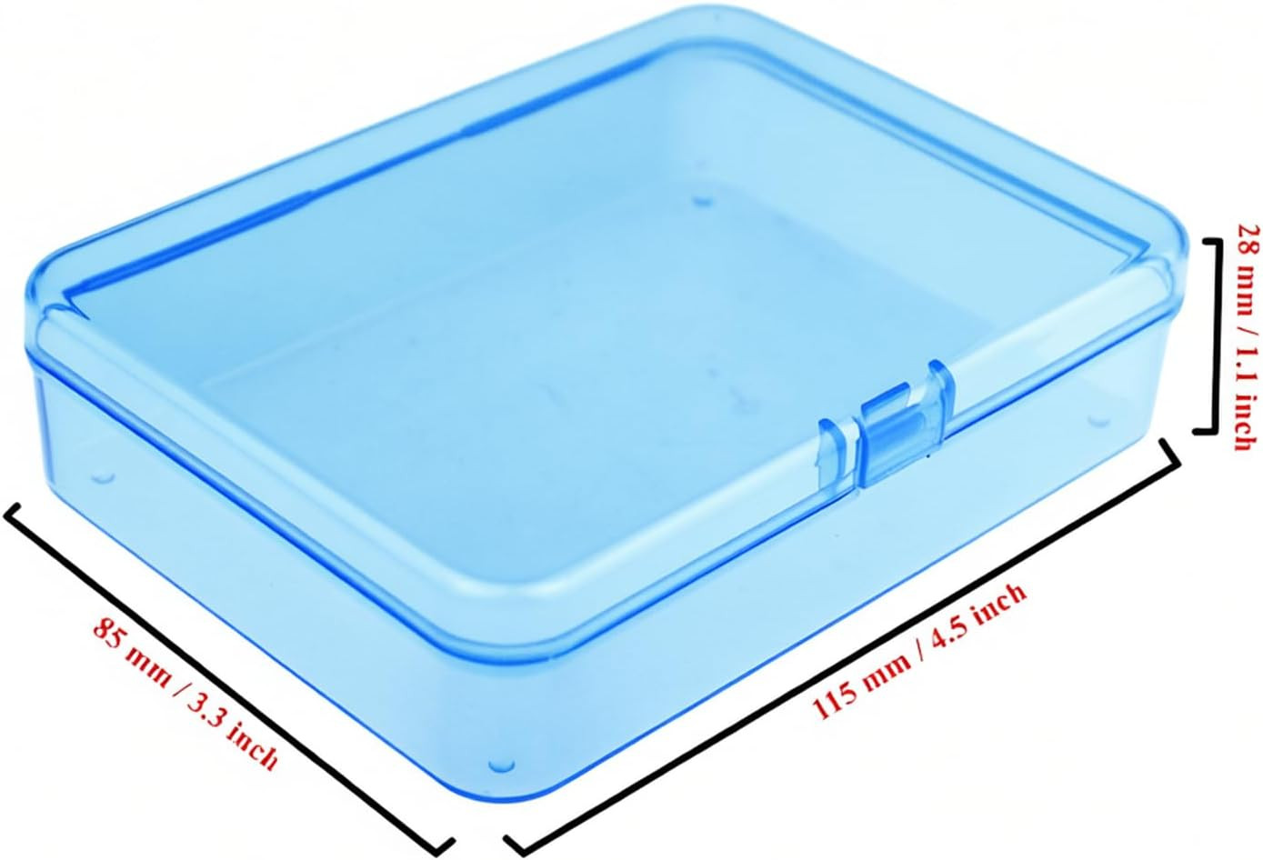 8 Pieces Rectangular Plastic Storage Boxes, Blue, 4.5X3.3X1.1 Inch | Hinged Lids