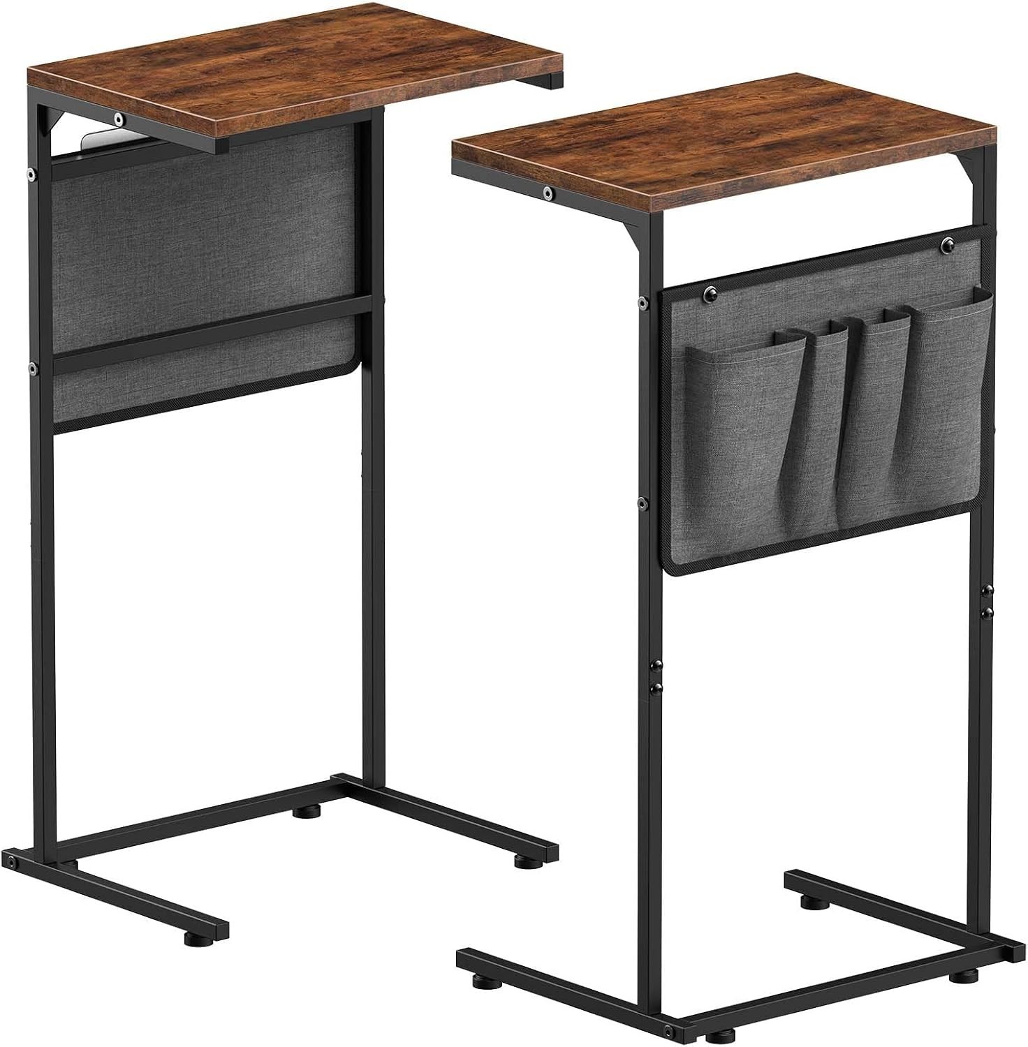 C Shaped End Table Set of 2 Small Side Table Couch & Recliner Slide Under Sofa