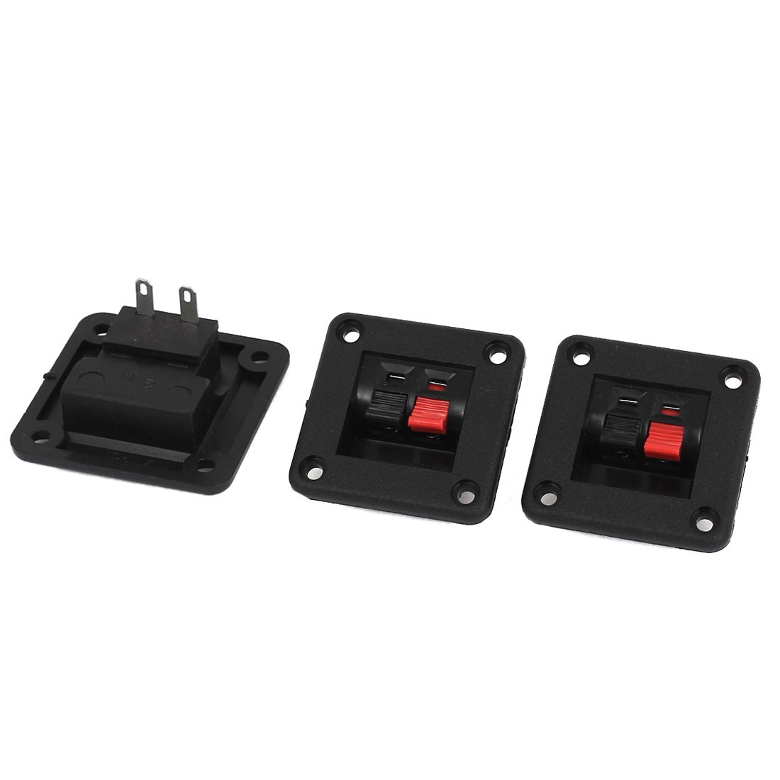 3pcs 2 Way Speaker Box Connector Terminal Binding Post Spring Clip Red Black
