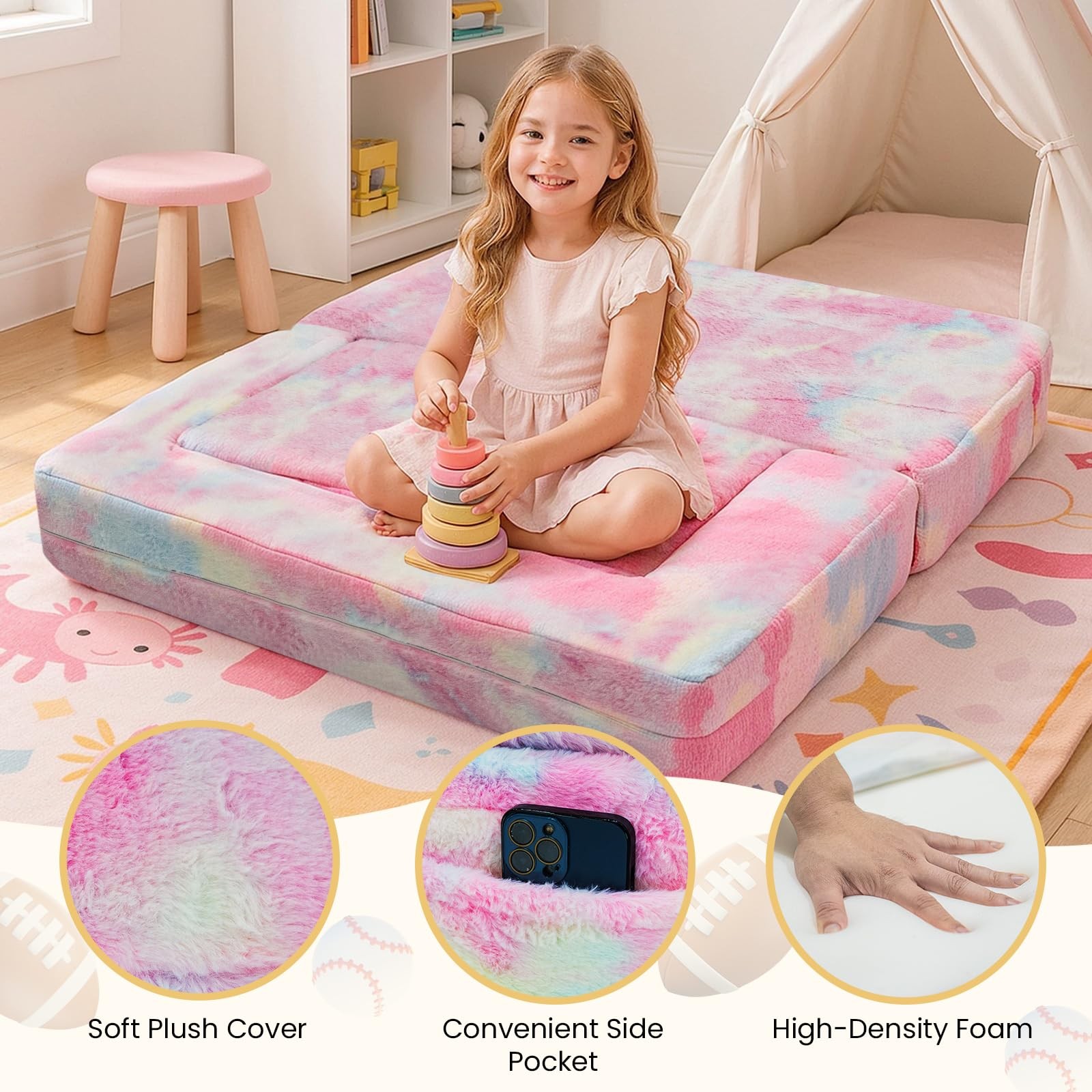 Modular and Play Couch, Convertible Folding Sofa, 3-in-1 Convertible Play Cou...