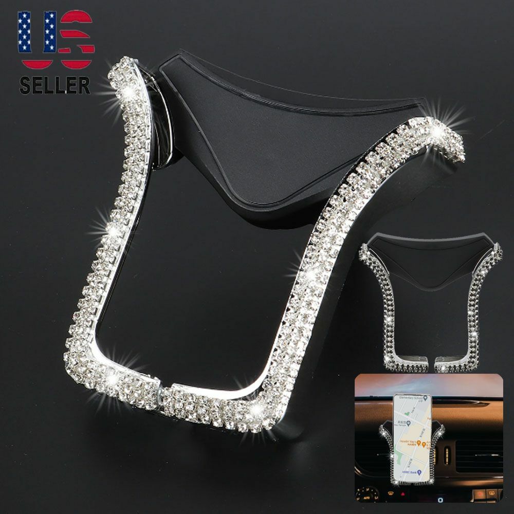 Universal Bling Rhinestone Crystal Car Air Vent Mount Cell Phone Holder Stand