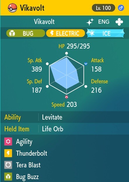 Pokemon Scarlet and Violet 6iv Shiny Max EV Vikavolt