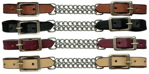 BLACK BROWN LIGHT Leather Curb Chin Strap w Double Chain Western Bridle Bit 1326