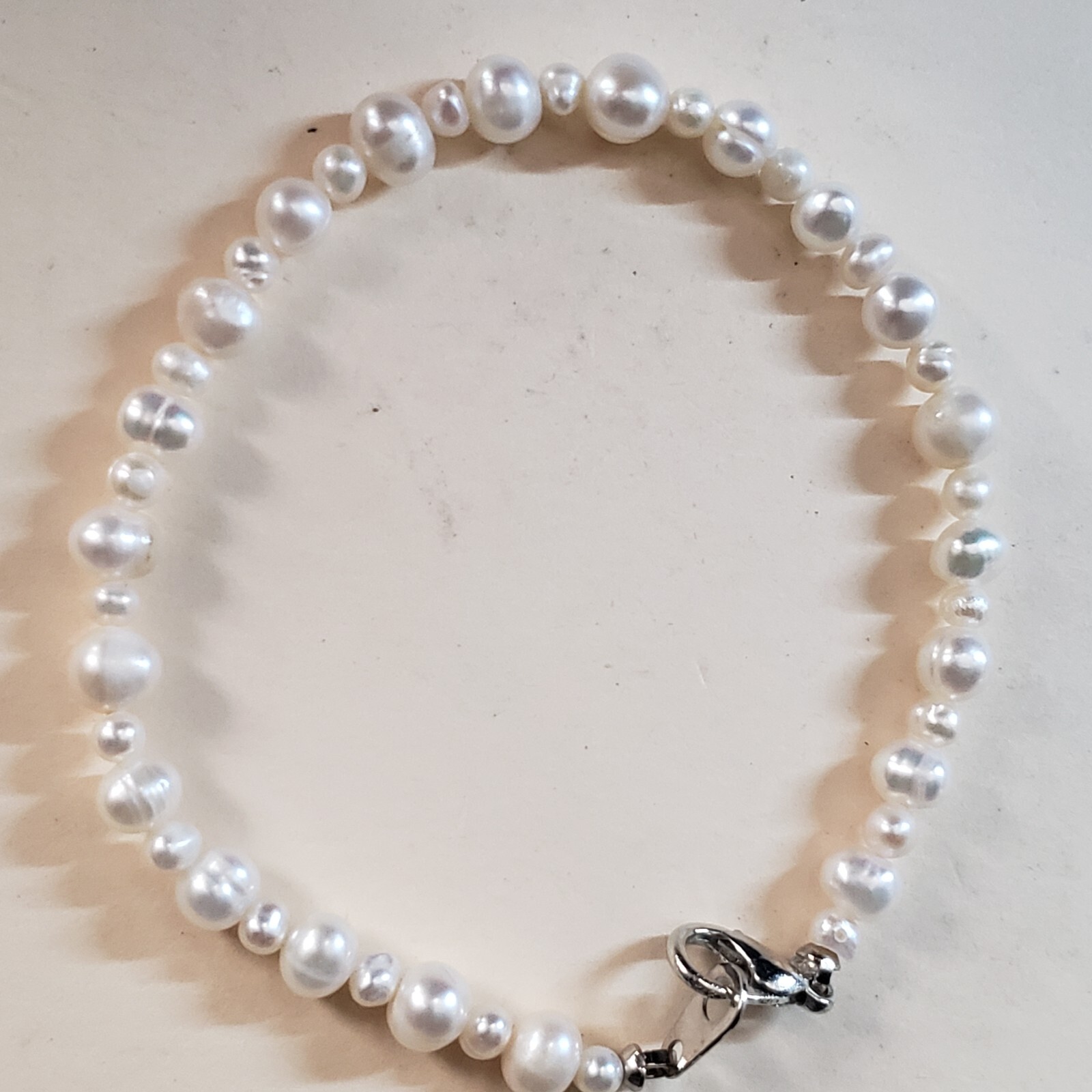 GENUINE * PEARL * BRACELET,  7.5 Inches , 3-6 mm -Handmade in USA