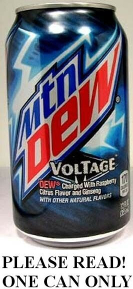 Mountain Dew Voltage Raspberry Gingseng Limited Ed. USA 2011 FULL 12oz Can Pepsi