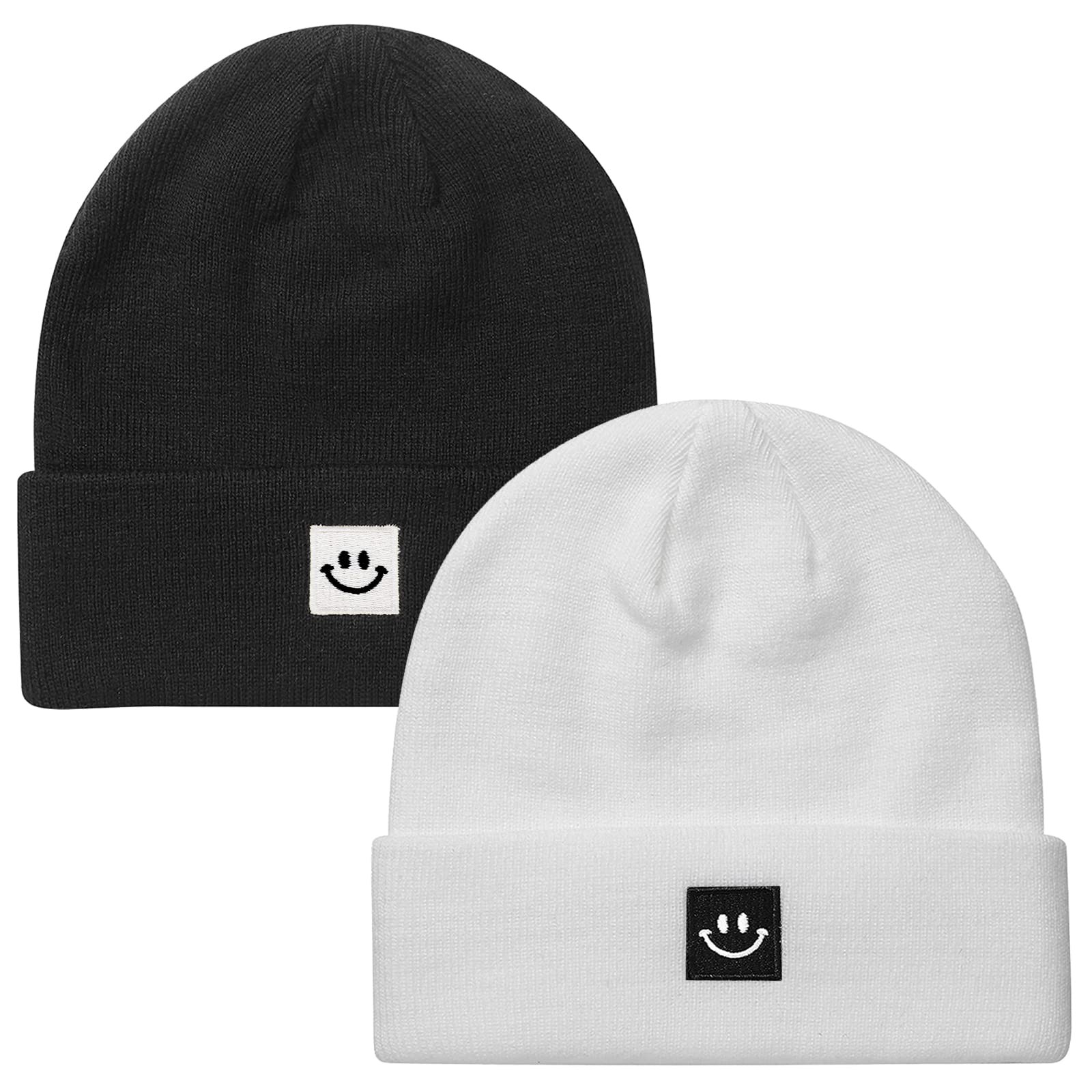 Paladoo Knit Beanie Hat White/Black 2Pack One Size, 2pack
