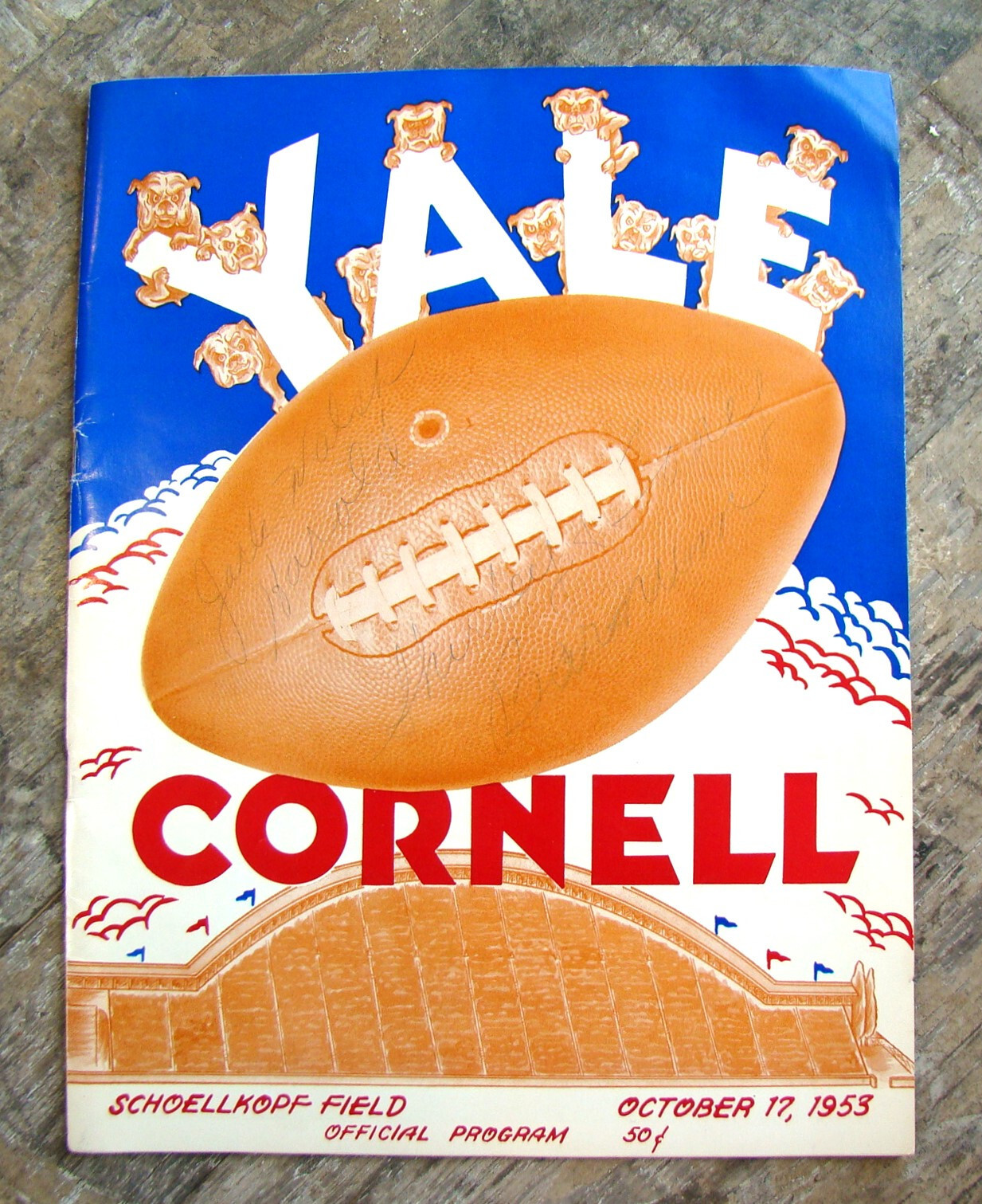 Yale Cornell ~1953 Official Program~ Bulldogs Cigs Ithaca CU Game Football 🏈