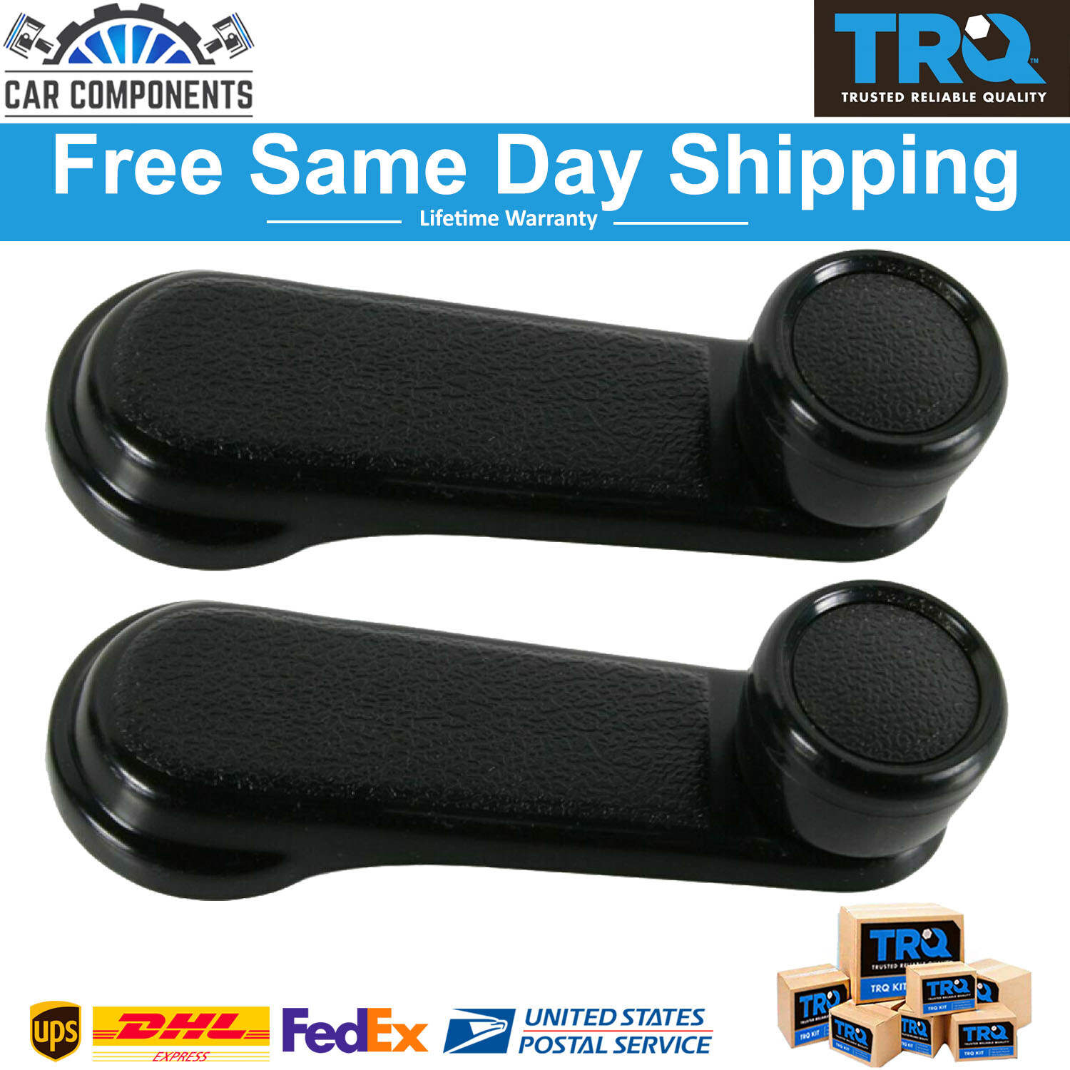 TRQ Inner Inside Black Door Window Crank Handle Set For 1985-99 Nissan D21 Truck