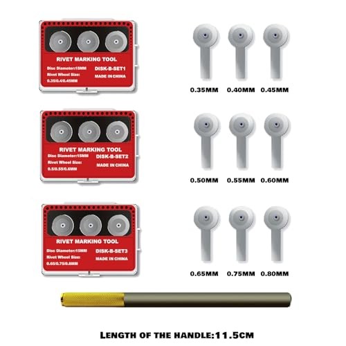 9-Wheel Model Rivet Maker Tool Set - Precision Scribing Kit with RM-B1+2+3
