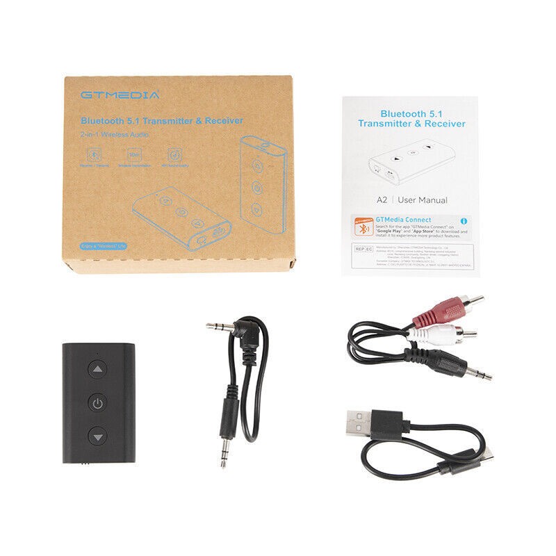 GTMEDIA Wireless Bluetooth 5.1 Audio Transmitter Receiver Adapter for Airplane