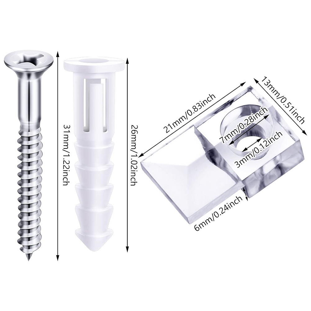 Door Hardware Kit Corner Knob Mirror Clip Plastic Reliable Transparent