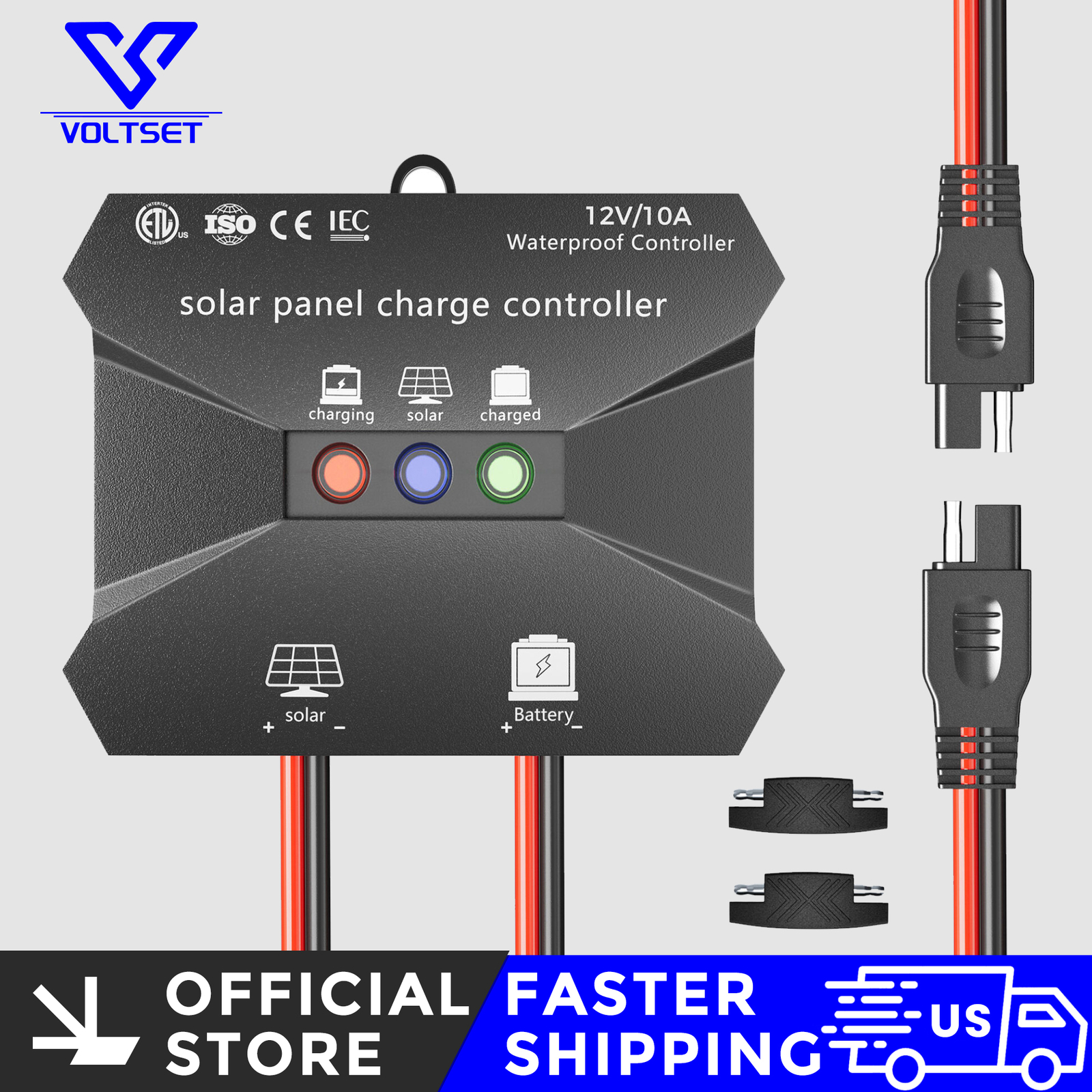 10A 12V Solar Charge Controller Waterproof Solar Intelligent Battery Regulator