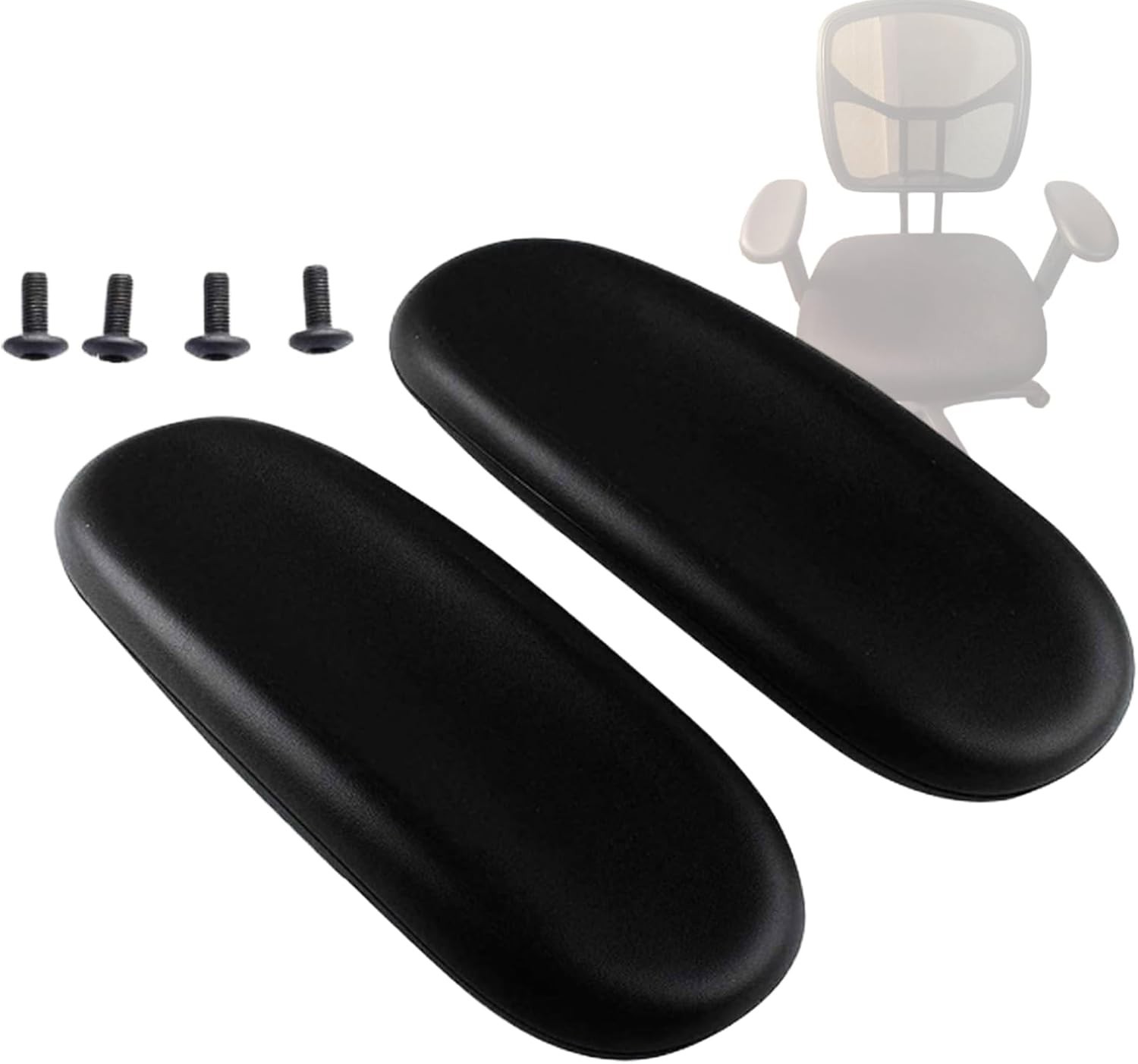Durable Black PU Arm Rest Replacement for Office Chairs - 4'' Mounting Pattern
