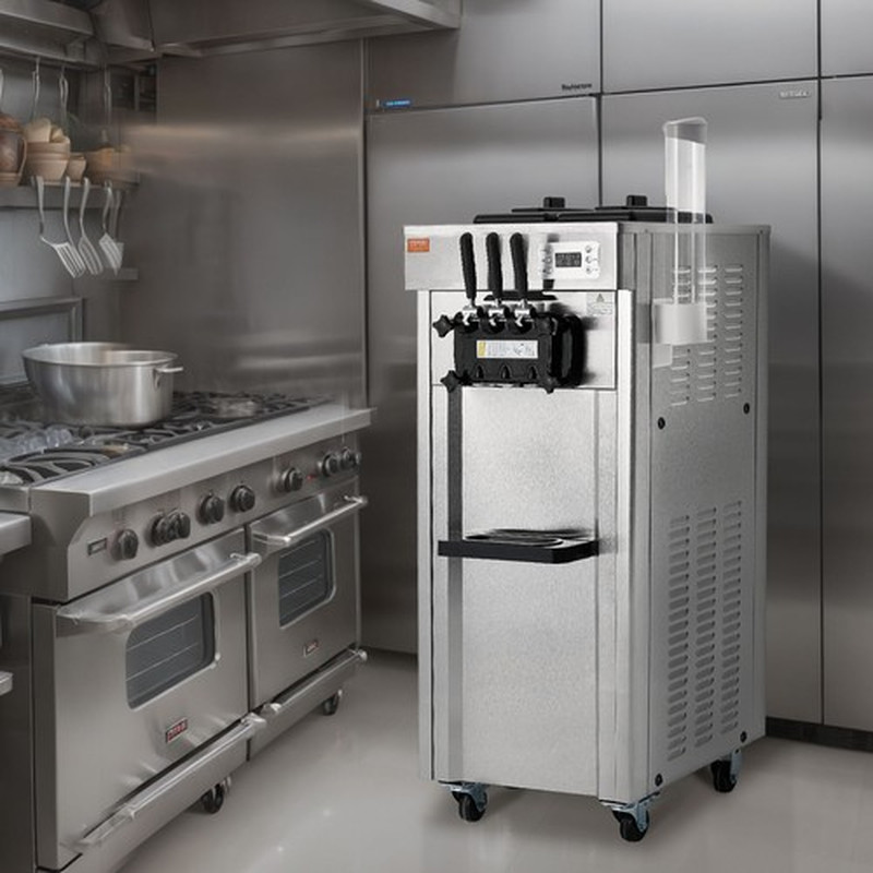 Commercial Soft Serve Ice Cream Machine Maker 21-31 L/H Yield 3-Flavor