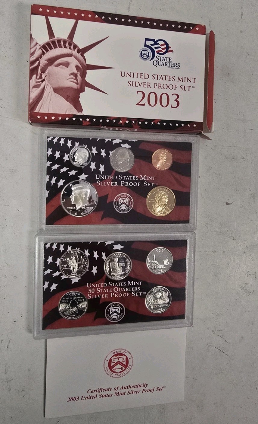 SS1003SXSCFO U.S. MINT 10 COIN YEAR 2003-S CAMEO SILVER PROOF SET MINT FRESH OGP