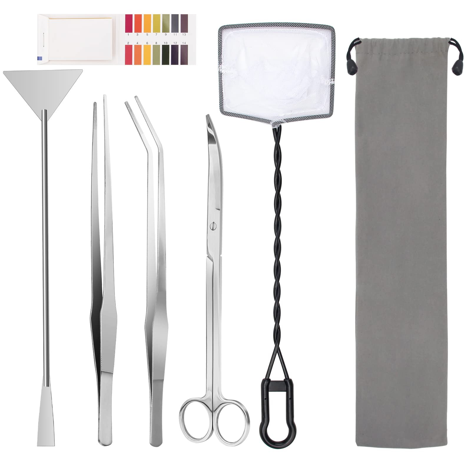 Aquarium Aquascape Tools Kit, 6 in 1 Stainless Steel Plant Tweezers Scissors Spa