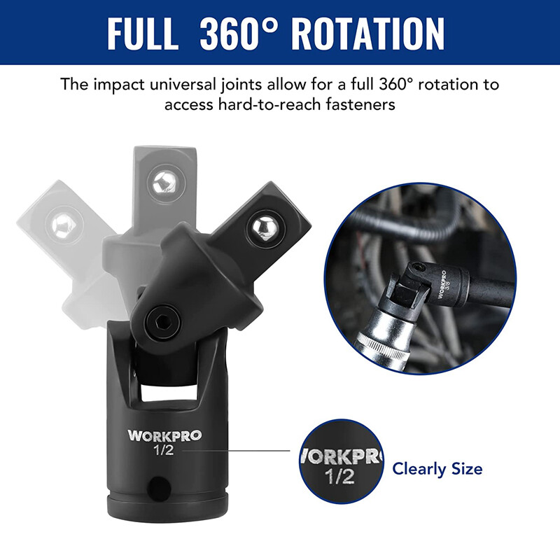WORKPRO 18-PCS Drive Tool Accessory Set 1/4"&3/8"&1/2" Socket Adapter Extensions