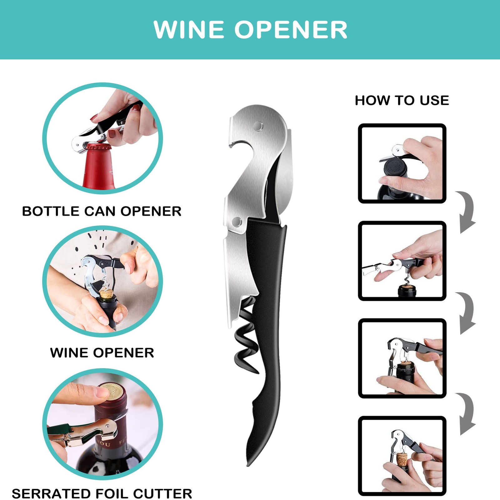 Jar Opener for Weak Hands Seniors with Arthritis 5 in 1 Multi Function Bottle