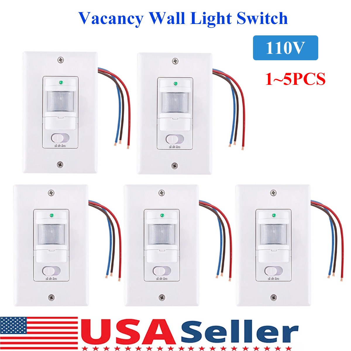 1-5PC Auto Sensor Switch Motion Infrared PIR Occupancy Vacancy Wall Light Lamp