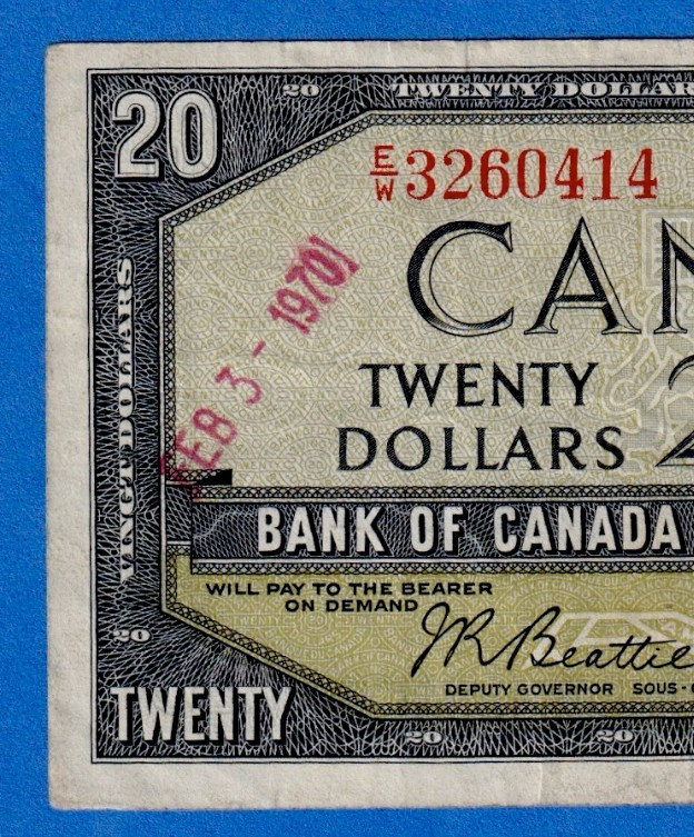 Canada $20 1954 BC-41b / P-80b - QE II - Circulated Note E/W 3260414