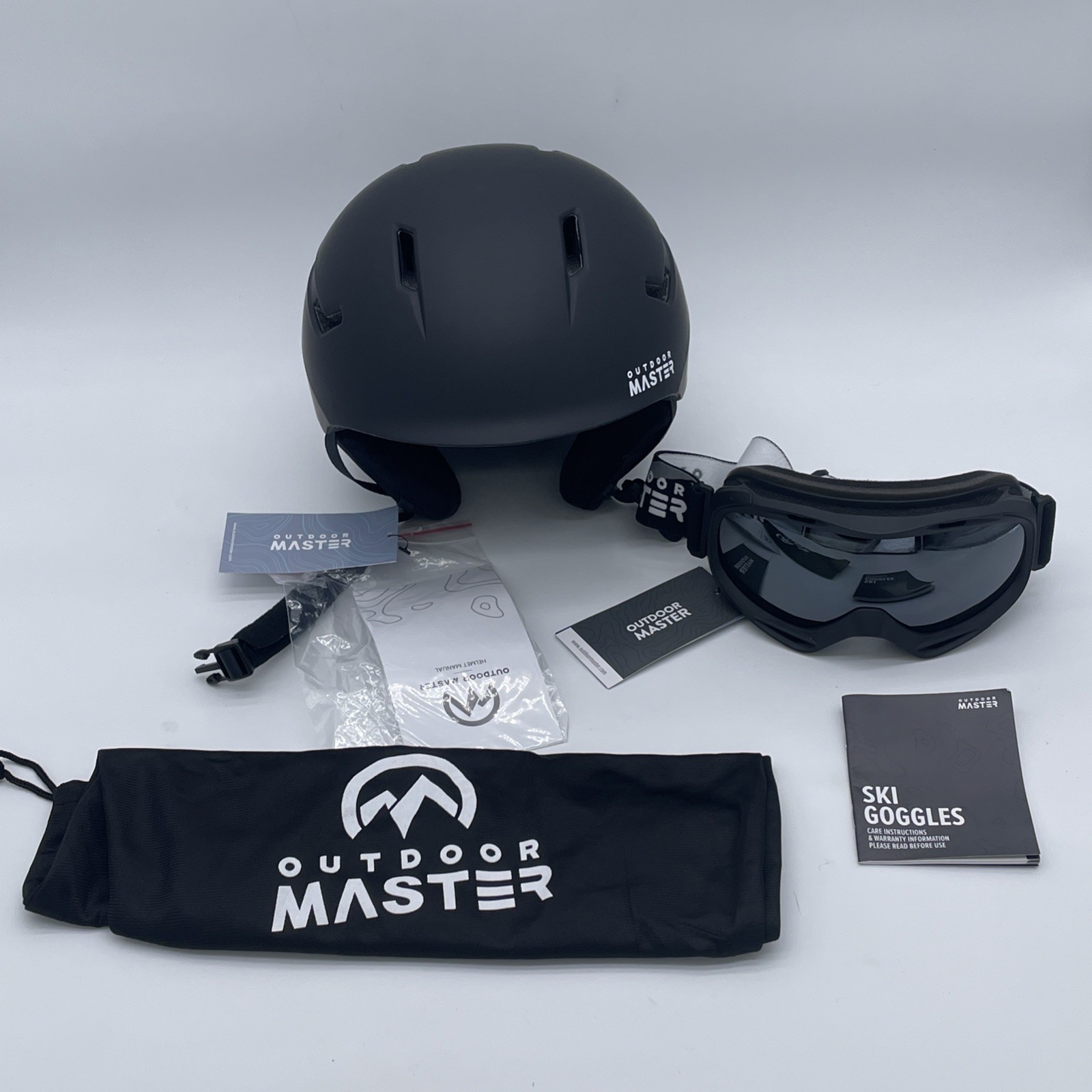 Outdoor Master Black Ski Snowboard Helmet & Goggles Size large