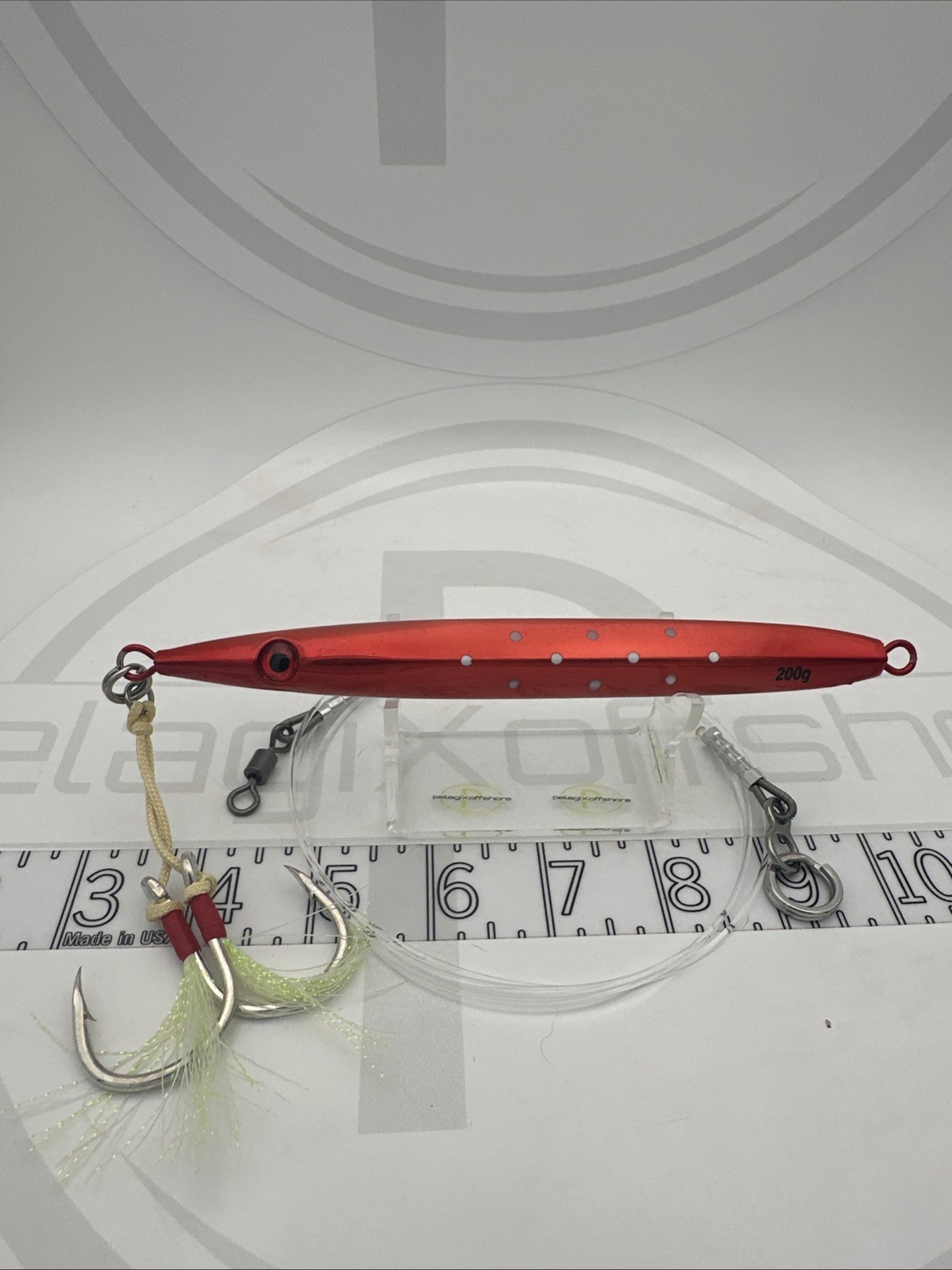 200g Bluefin Tuna Bomb Knife Jig W/ BKK  Assist Hooks 4ft 200lb Leader FREE SHIP