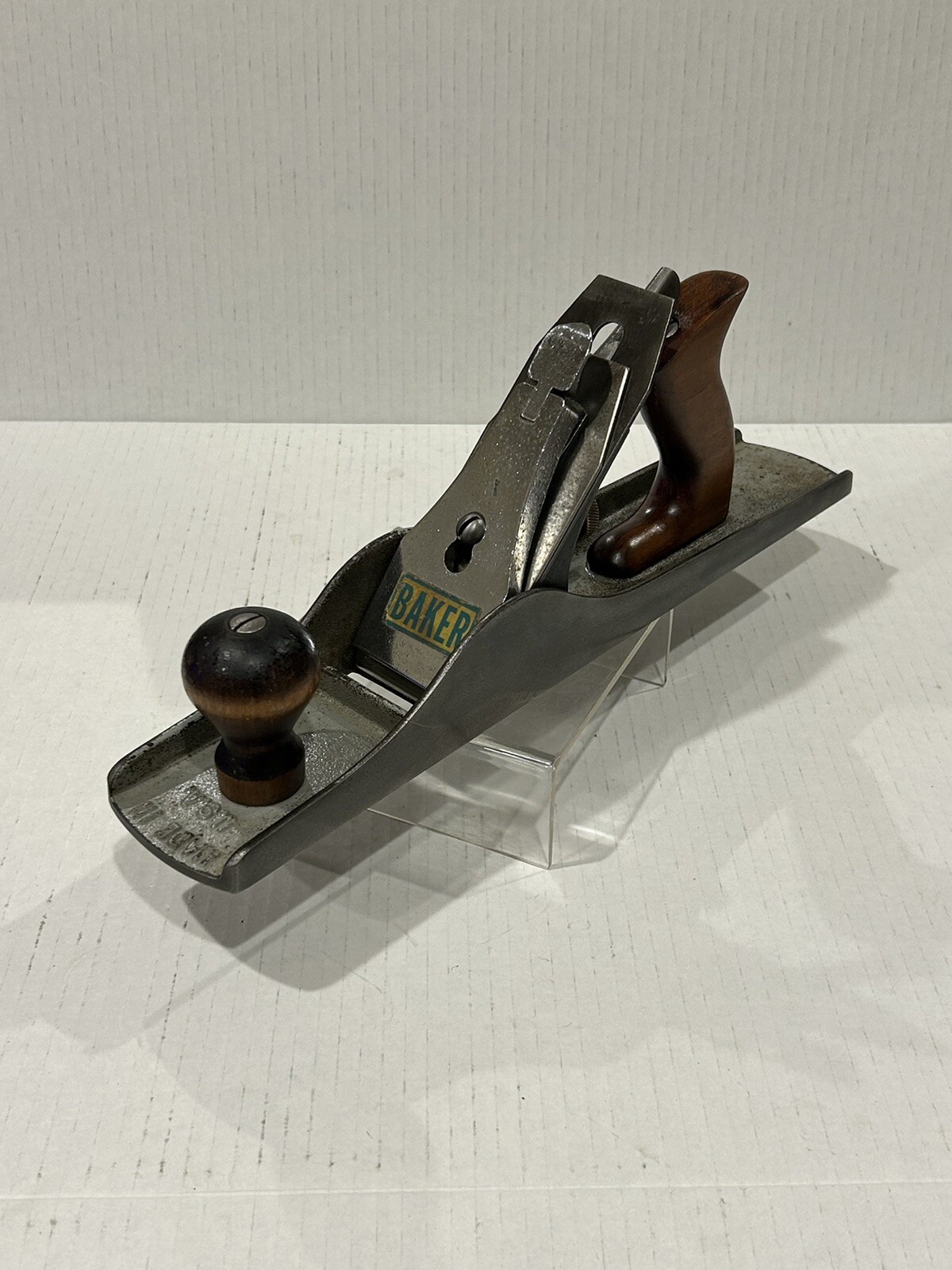 Rare Vintage Baker 14” Wood Working Smooth Bottom Hand Plane Made In USA
