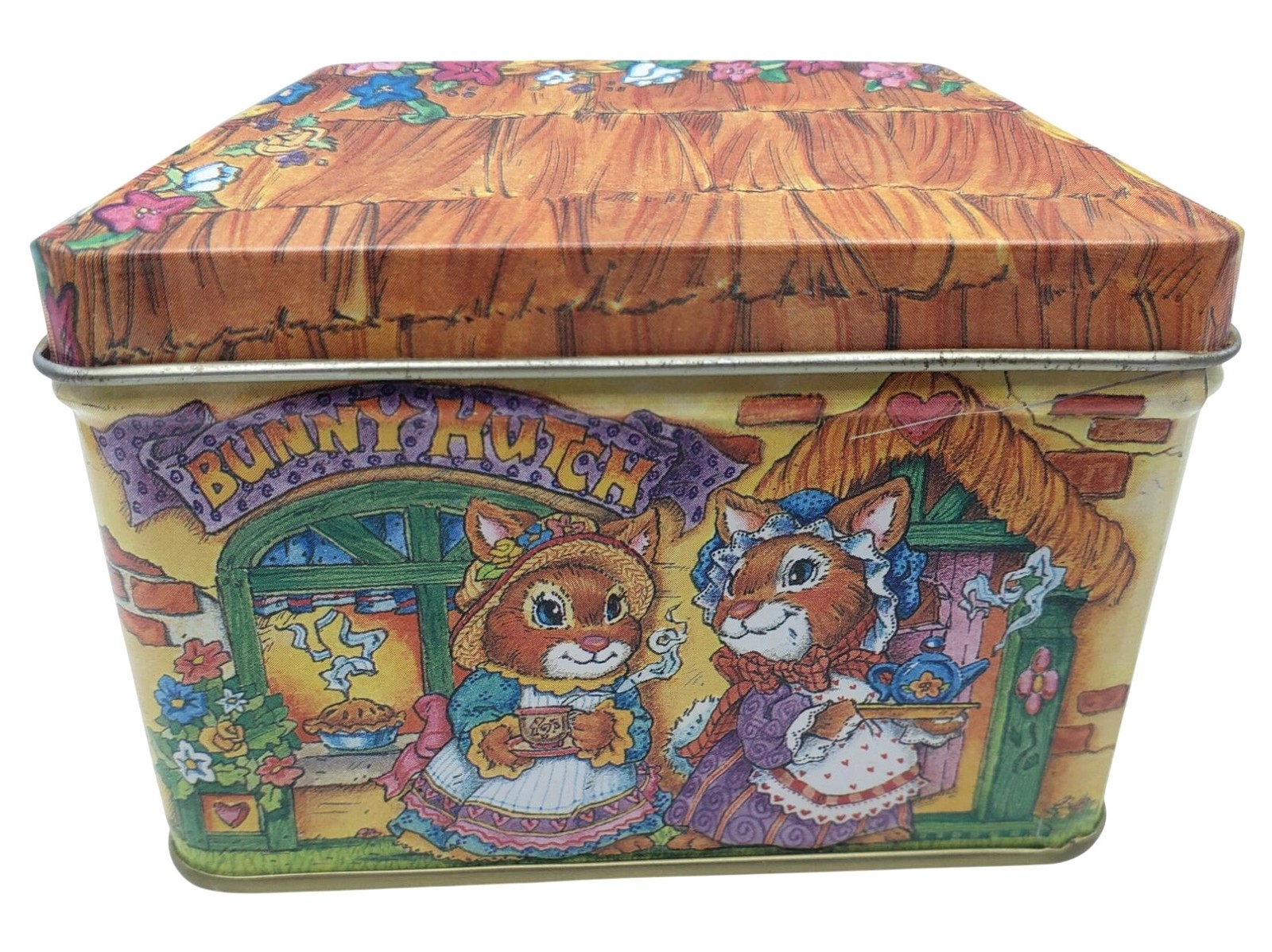 Giftco Bunny Hutch Trinket Box Tin Vintage 4"