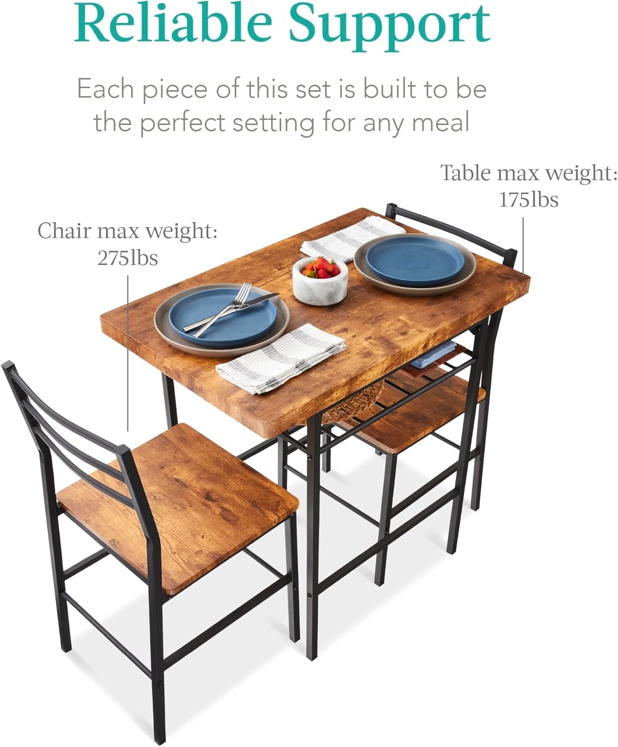 3-Piece Modern Dining Set Space Saving Dinette Kitchen Dining Room Small Space
