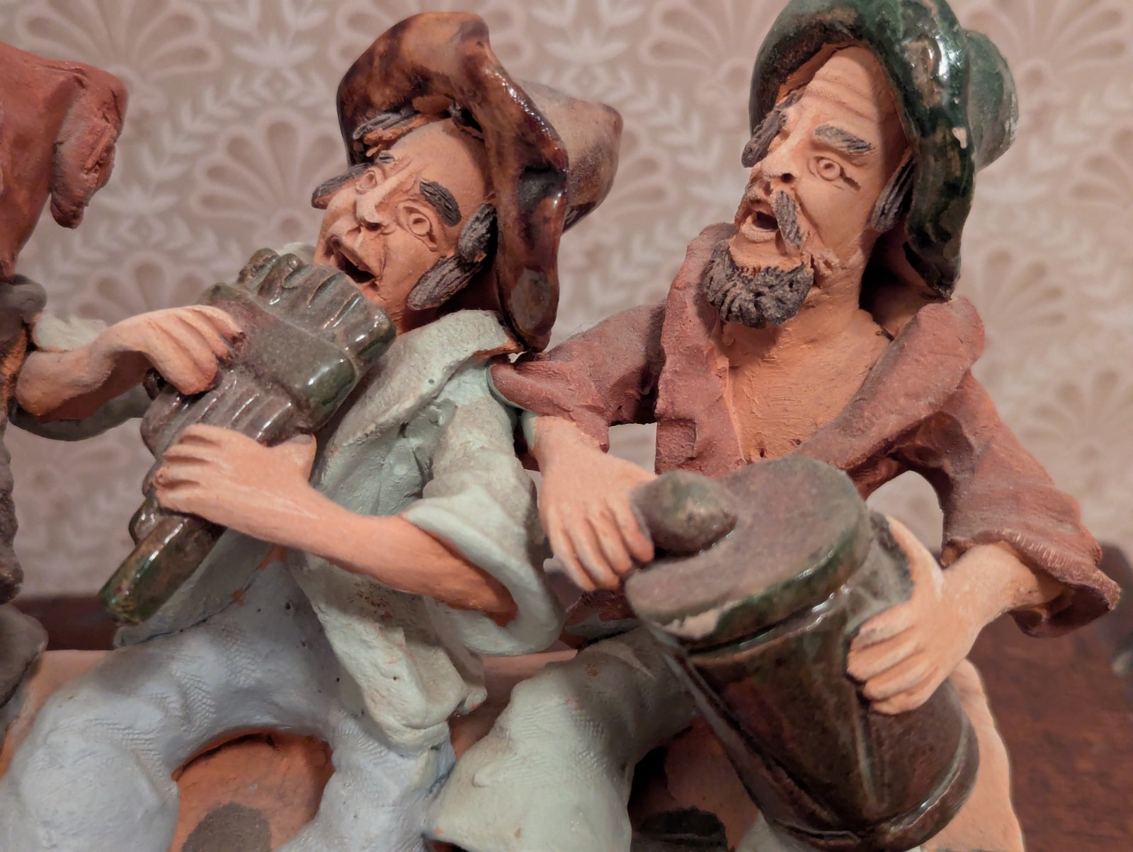 Peruvian Folk Art Clay Pottery Sculpture of Musicians Playing Instruments NWT