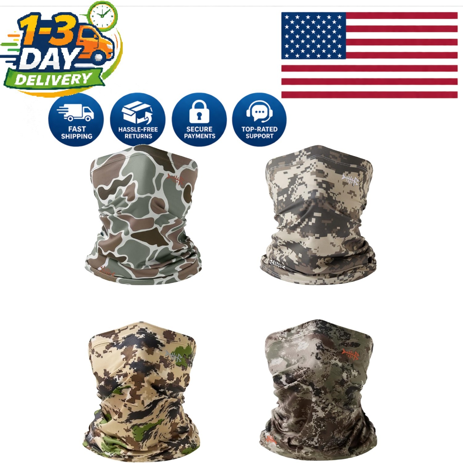Versatile 4-Pack Neck Gaiters: UPF 50+ Sun Protection for Outdoor Enthusiasts