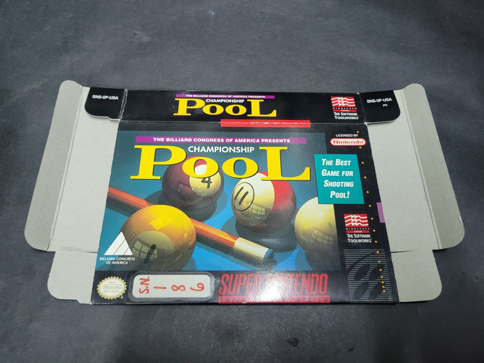 Championship Pool - Super Nintendo SNES - Authentic - Box Only! 1993