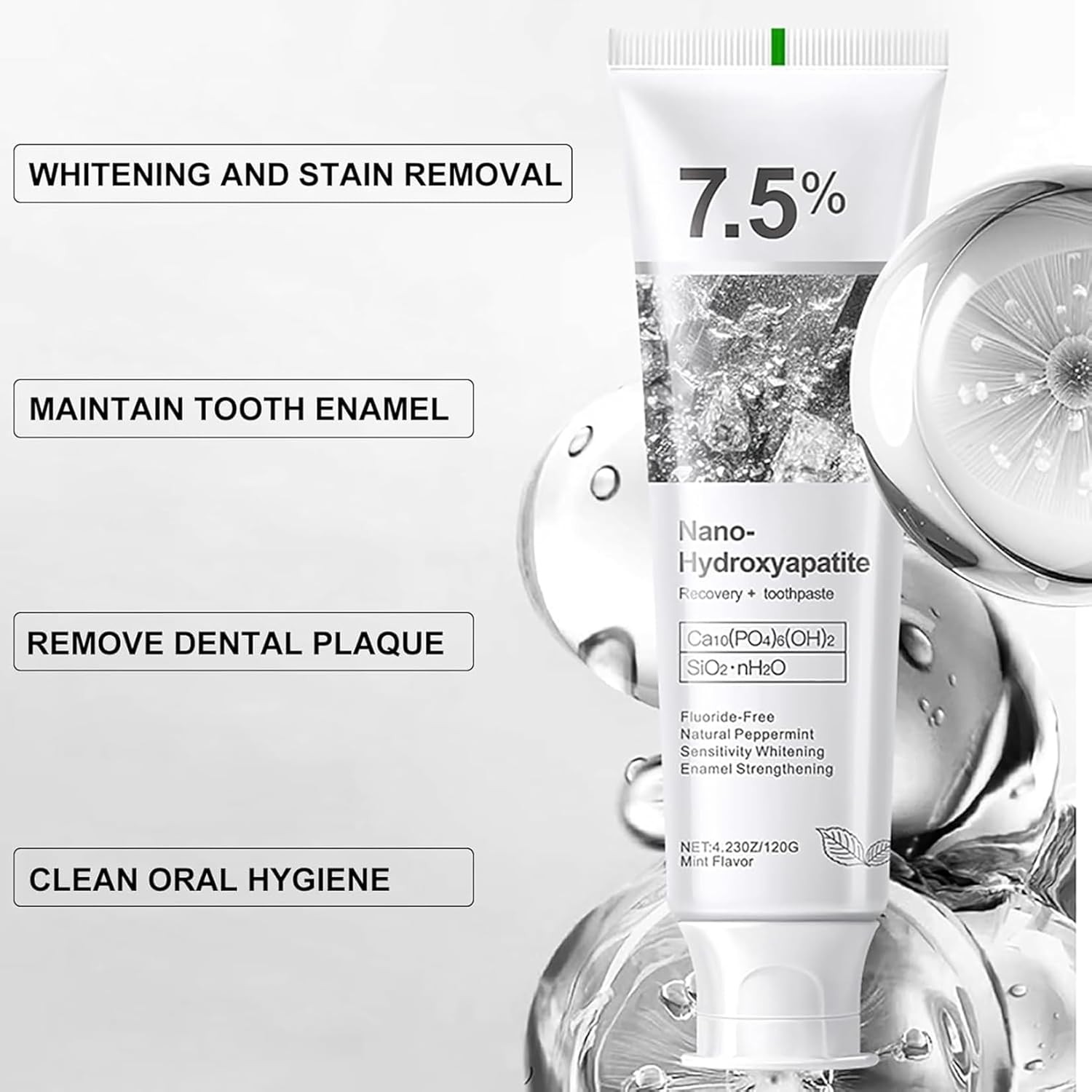 7.5% Hydroxyapatite Toothpaste for Advanced Enamel Protection,Appropriate for Se