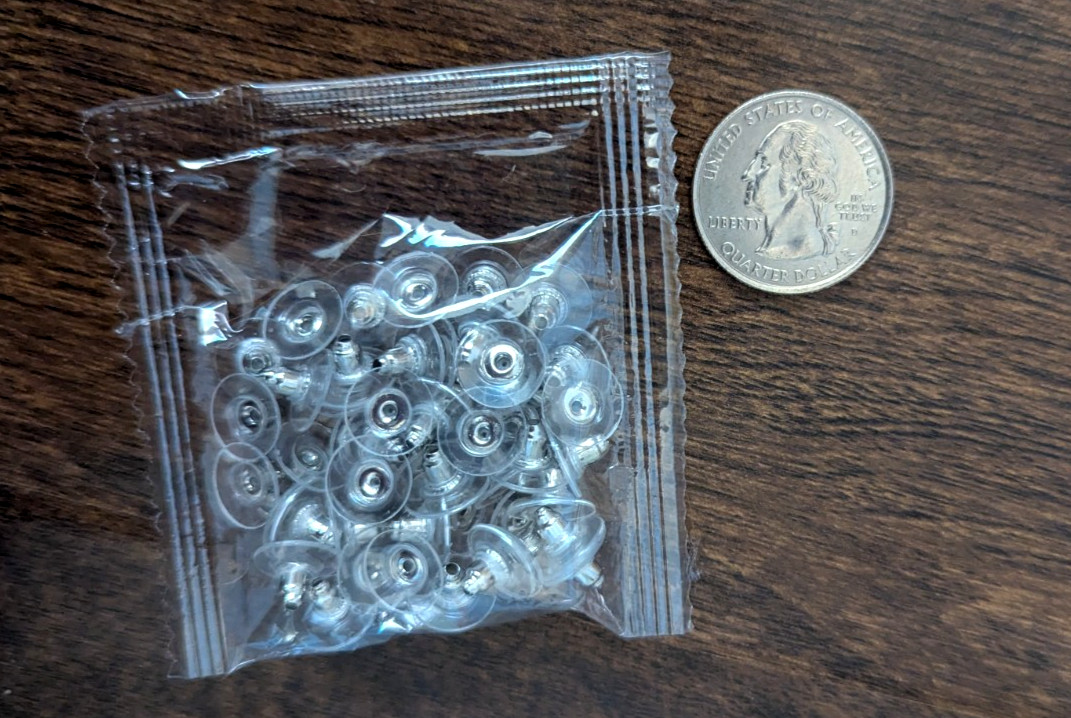 Sealed Pack of 10+ Pairs of Silver Earring Backings