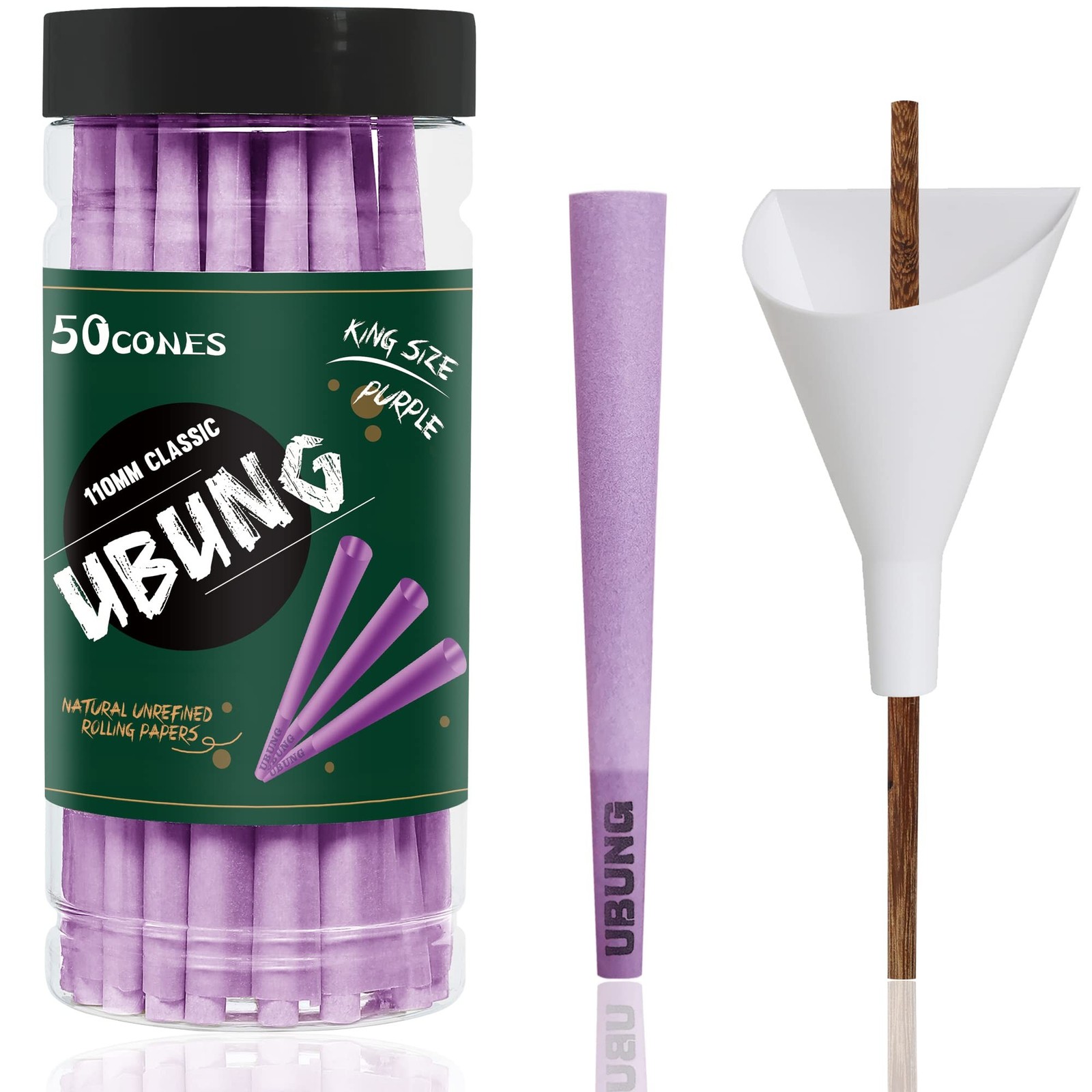 UBUNG Purple Cones 50 Pack - Classic King Size Length 4.25 in / 108 mm - Pre ...