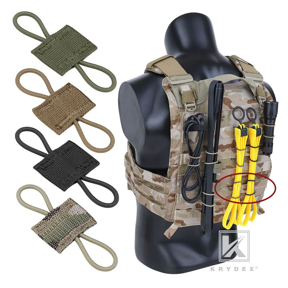 KRYDEX 10PCS PTT Retainer MOLLE Webbing Tool Strap Kit Antennas Cable Organizer