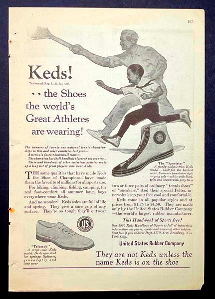 1926 Keds Sport Shoes AD “Shoes the World’s Great Athletes are Wearing” Tennis