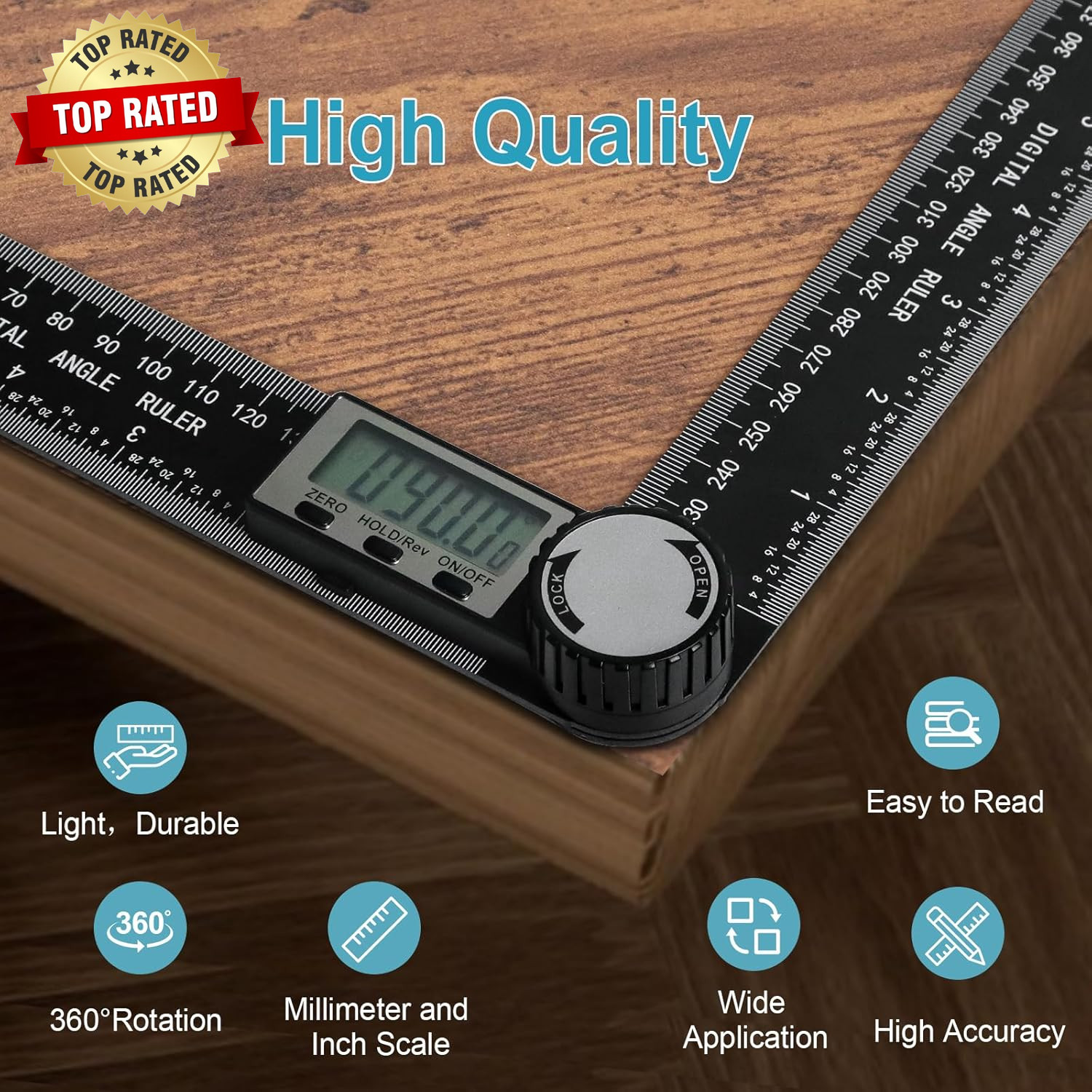 Third Generation Protractor Angle Finder Digital Angle Ruler with 7Inch/200Mm An