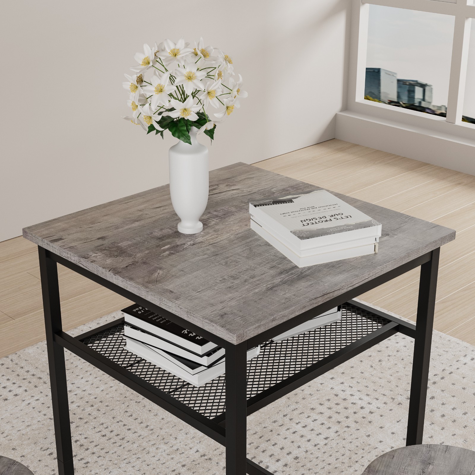 Solid Bistro Set—2 Stools & Table, Foldable, Space-Saving, Easy Clean